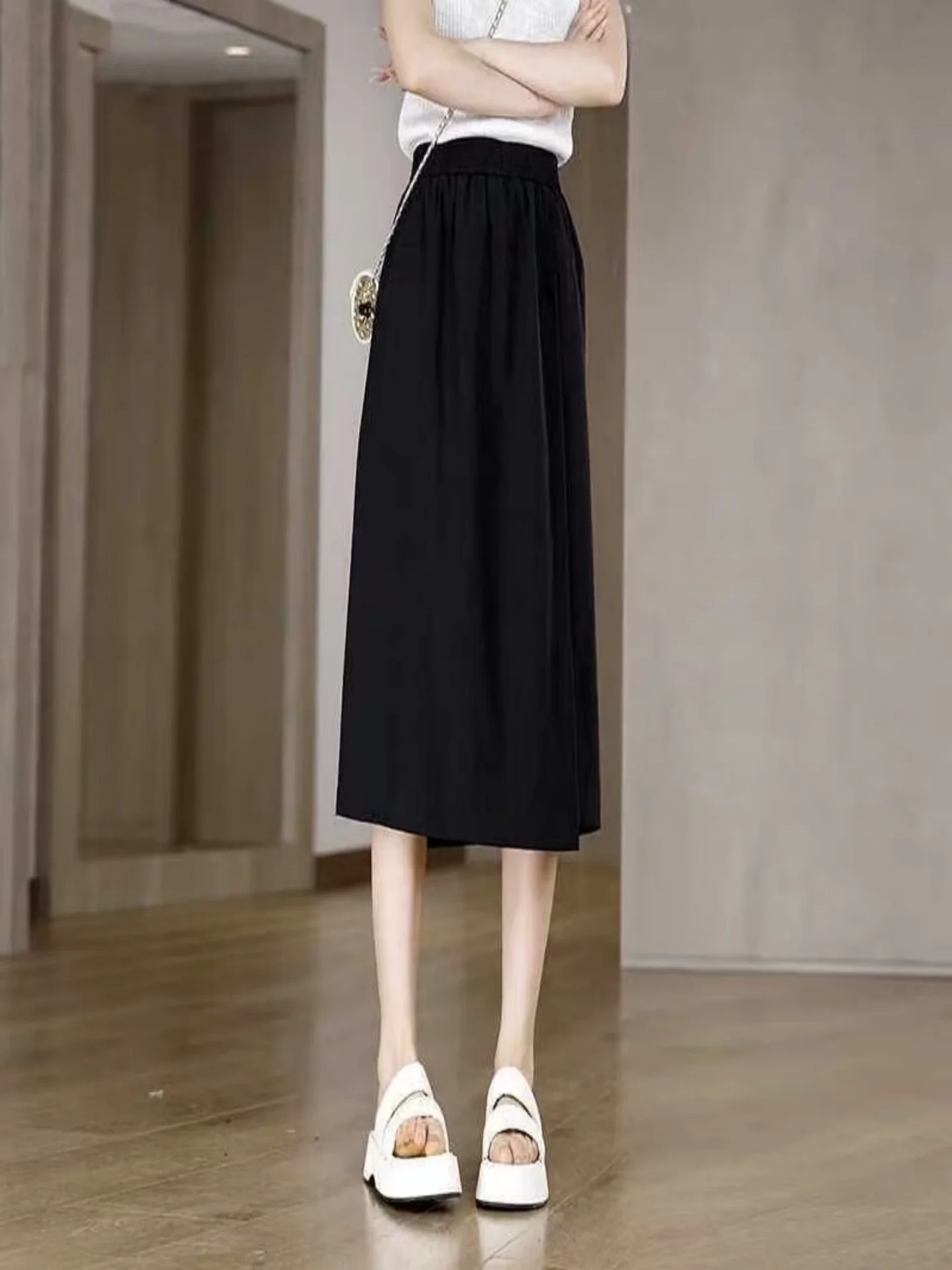 Pantaloni a gamba larga a vita alta da donna Gonna asimmetrica coreana Sle Texture Sensation Dimagrante Pantaloni casual di nuovo arrivo estivo