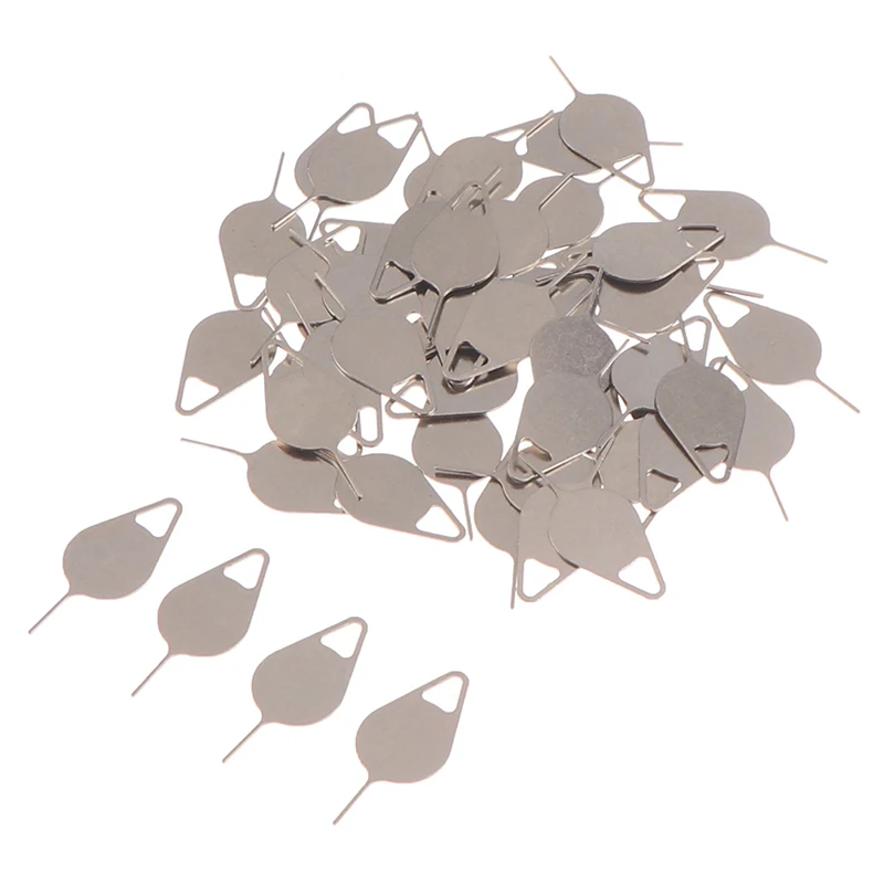 50Pcs Sim Card Tray Removal Eject Pin Key Tool Stainless Steel Needle