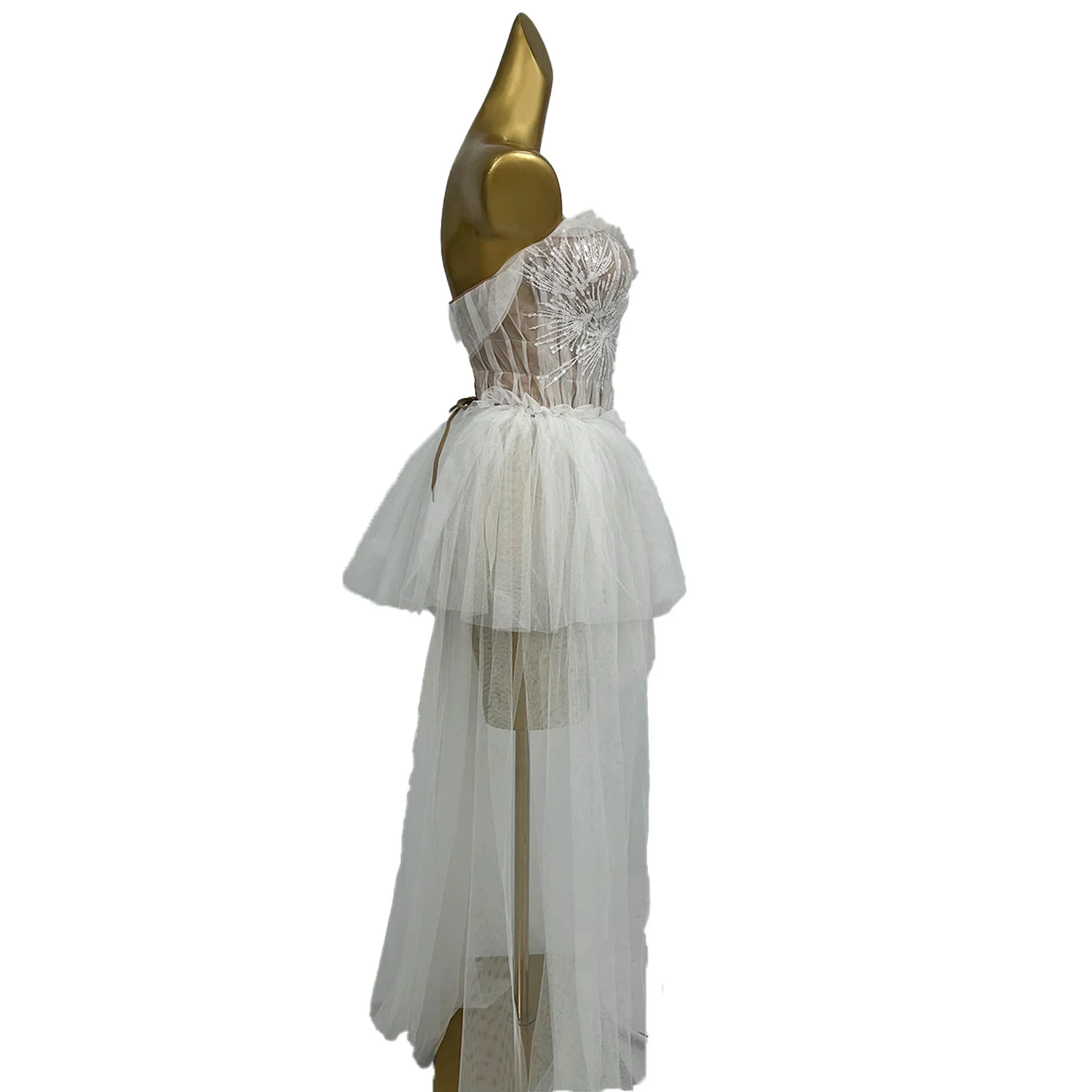 ผู้หญิงพรหมชุด Elegant Strapless Tulle ตาข่ายชุดวันเกิดฉลองปาร์ตี้ Queen ชุดยาว Carnival Night Club สวม Boboji