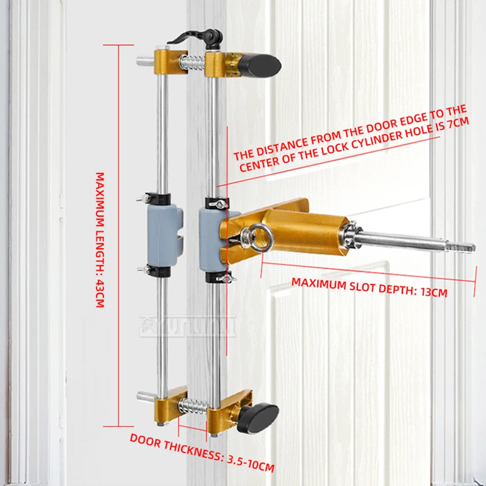 Full Set Door Lock Hole Opening Tool,Woodworking Indoor Lock Installation QuickTool,Solid Wood Door Hole Opener,Slotting Machine