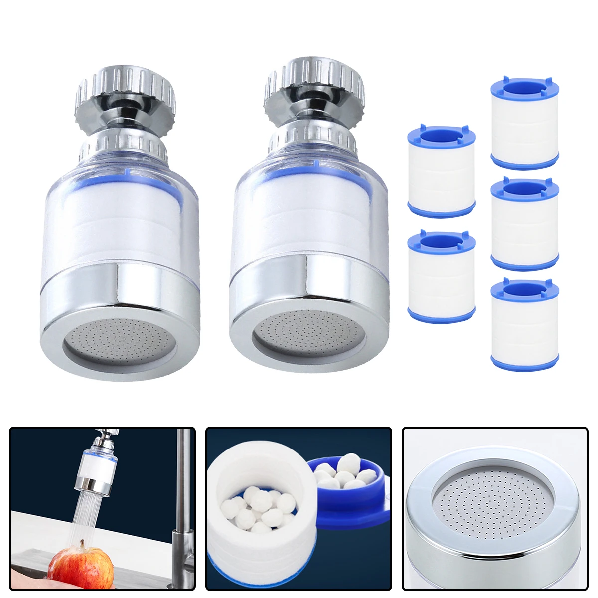 

Popular 360° Swivel Faucet Water Filter Remove Chlorine Heavy Metals Filtered Showers Head Soft Hard Water Filtration Purifier