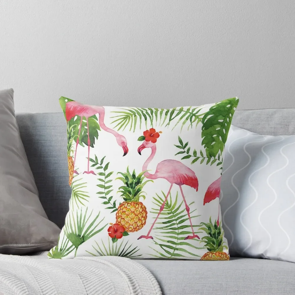 

Flamingo & Pineapples Throw Pillow sleeping pillows autumn pillowcase ornamental pillows for living room
