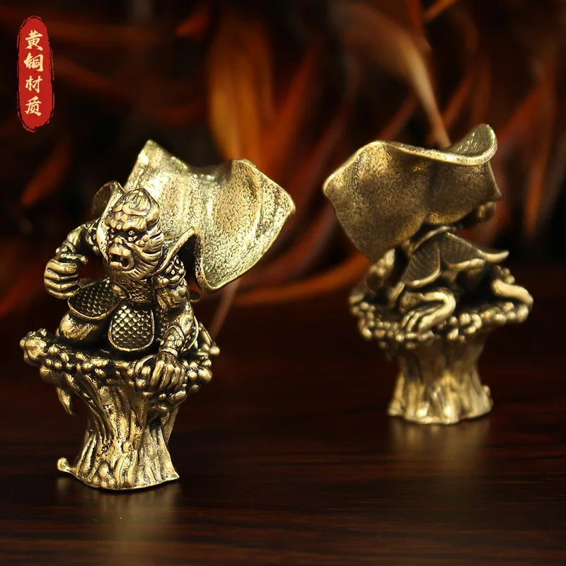 Brass Hellfire Great Sage Figurine, Black Myth Sun Wukong, Monkey King, Entrance Hall Tabletop Decoration