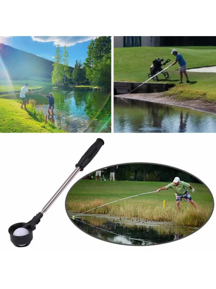 Golf Ball Pick Up Tools Telescopic Golf Ball Retriever Catcher Golf Training Aids Automatic Locking Scoop Picker Golf Ball