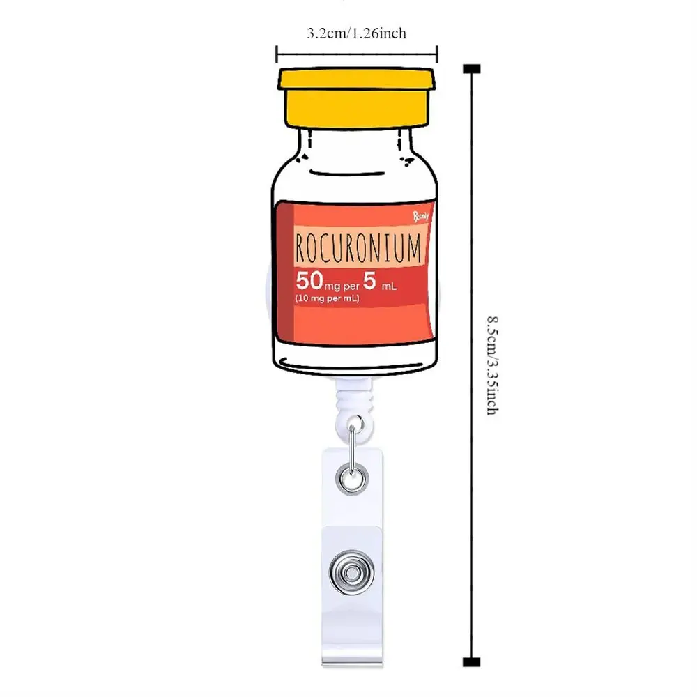 Cartoon Acrylic Bottle Badge Reel Retractable ID Card Badge Holder Nurse Doctor Name Holder Hospital Key Lanyard 360 Rotating