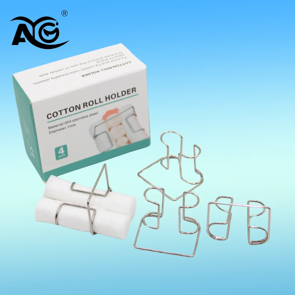 AG 4pcs/box Dental Orthodontic Cotton Roll Clip Stainless Steel Autoclavable Cotton Roll Holder Dentistry Tools Dentist SupplieS