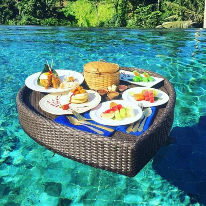 Water rattan basket bed and breakfast Internet celebrity outdoor swimming pool afternoon tea plate