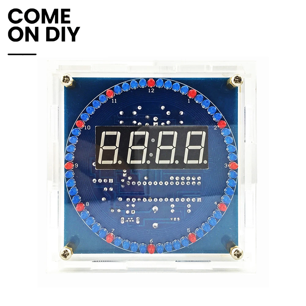 Rotating Digital Electronic Clock Temperature Control Light Control Rotating LED Electronic Kit DIY Soldering Exercises Parts