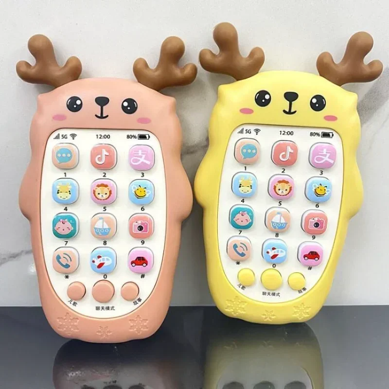 Telefone bilíngue mordedor brinquedos para bebê, música, brinquedo de voz, educação precoce, máquina de aprendizagem, eletrônica, presente infantil