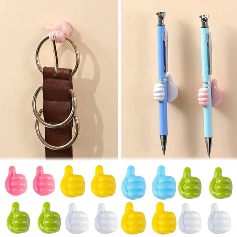 5/10Pcs Self Adhesive Silicone Thumb Wall Hooks Multifunctional Adhesive Cable Organizer Clip Key Hook Wall Hanger Storage Hooks