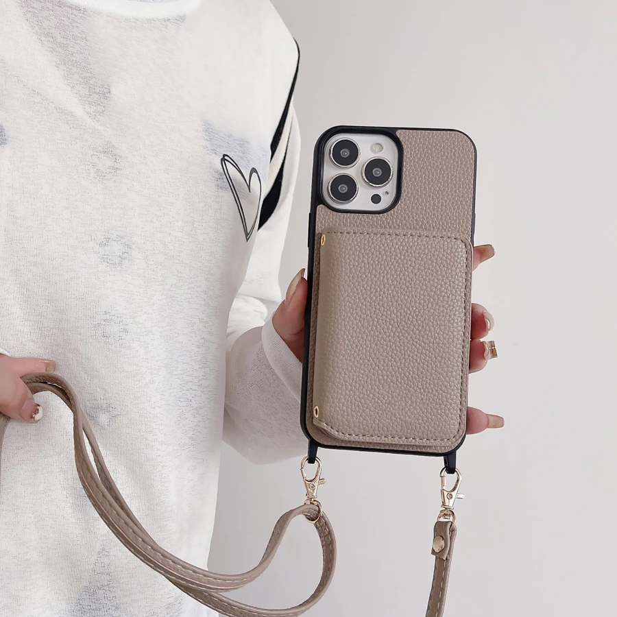 Crossbody Strap Phone Case for iPhone 17 Air 16 Plus 15 14 13 12 11 Pro Max Leather Card Pocket Wallet Folio Cellphone Cover - Image 6
