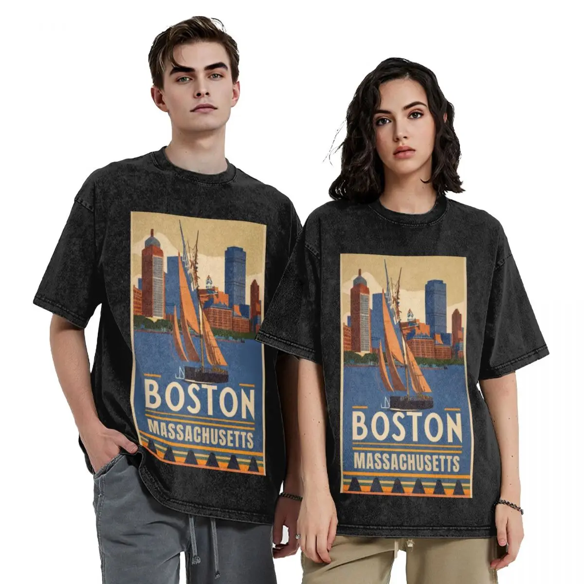 

A Vintage Travel Art of Boston - Massachusetts - US T-Shirt summer 2025 clothes vintage big and tall t shirts for men
