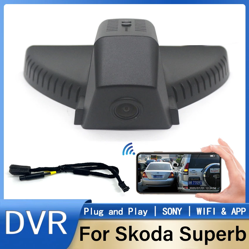 Plug And Play Hidden Dash Cam Car Dvr Wifi Camera Driving Recorder 170° For Skoda Superb 2018 2019 Dashcam HD 1080P High Quality