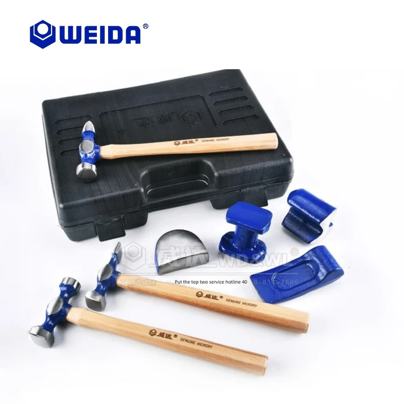 

7-компонентный молоток для ремонта вмятин кузова автомобиля, набор инструментов для долли в пластиковой коробке, тяжелый инструмент для автоматической панели, инструмент из листового металла