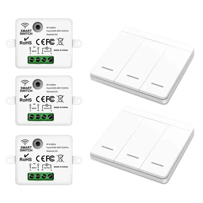 433Mhz Smart Wireless Switch RF Self-Powered Push Button Wall Panels Remote Controller Light Switch Wall Switch