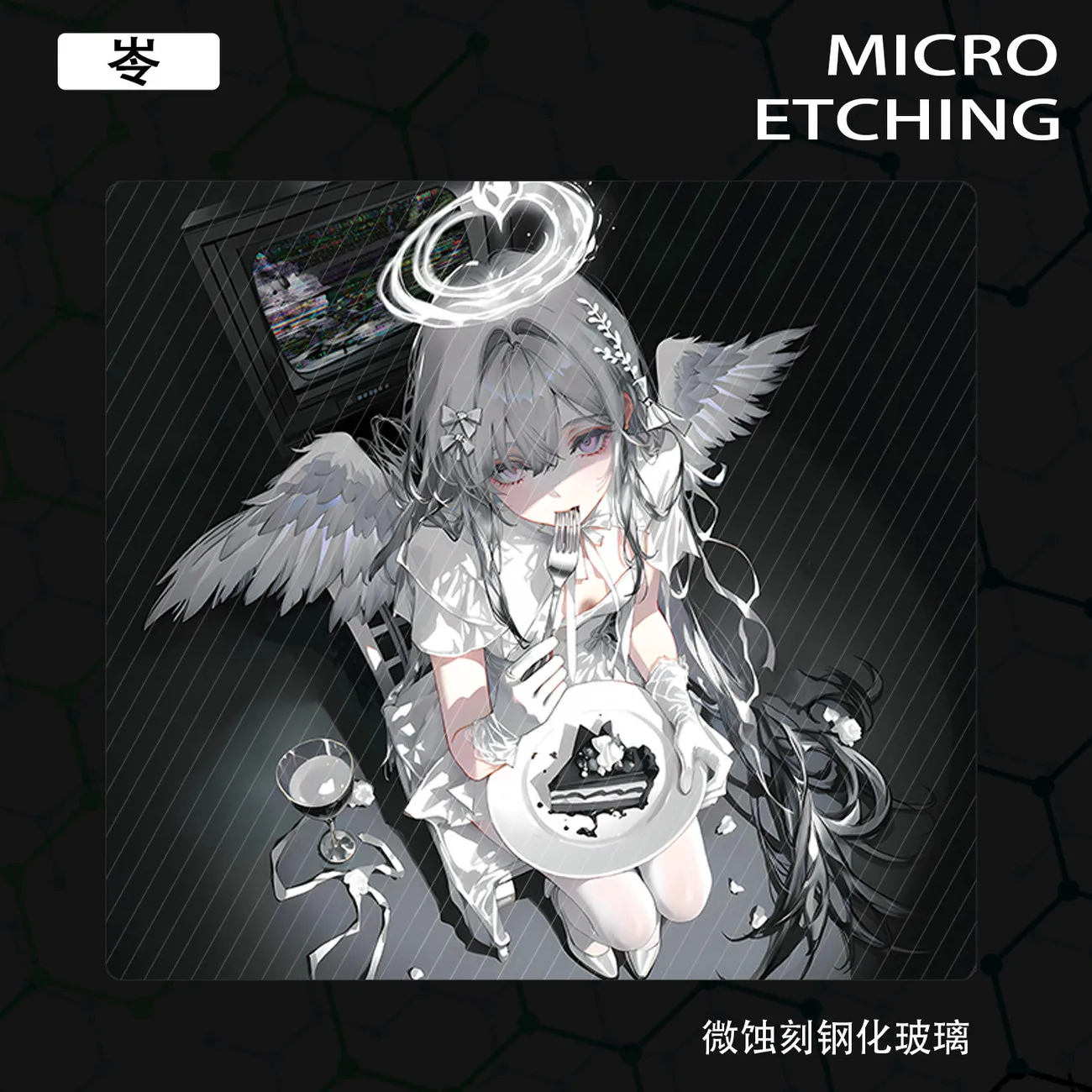 Illustration Anime Girl Etched Glass Mouse Pad Smooth Hard Gaming Desk Mat Print Non-Slip Glass Mat FPS Waterproof PC Laptop