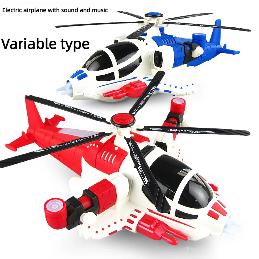 Electric Transforming Airplane With 360-degree Rotation, Colorful Lights, And Music, A Toy For Boys Aged 3-6