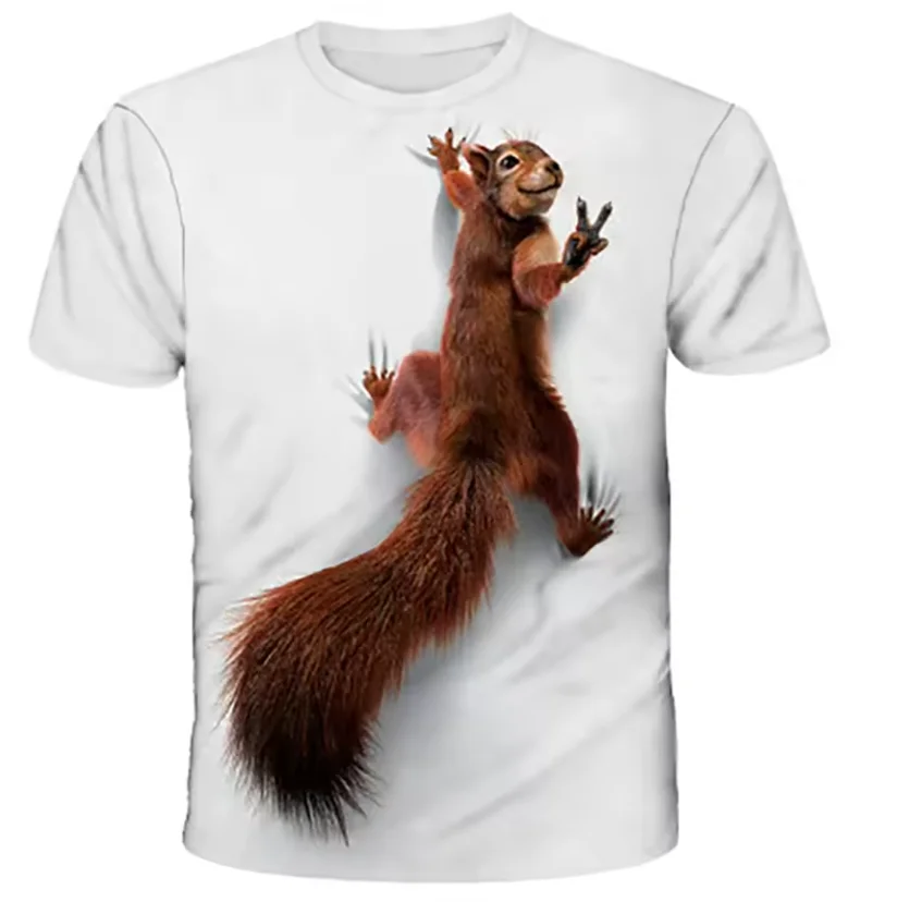 

Male Squirrel T-shirt 3D Printed Animal Men's T-shirt Cute Graphic Top Short Sleeve Crew Neck Unisex Tee Personalized Clothing
