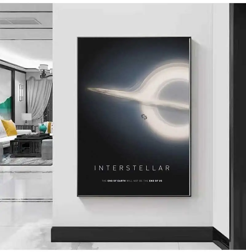 Minimalist Interstellar Movie Poster Abstract Canvas Print Black Hole Through Space Wall Art Modern Painting Room Home Decor