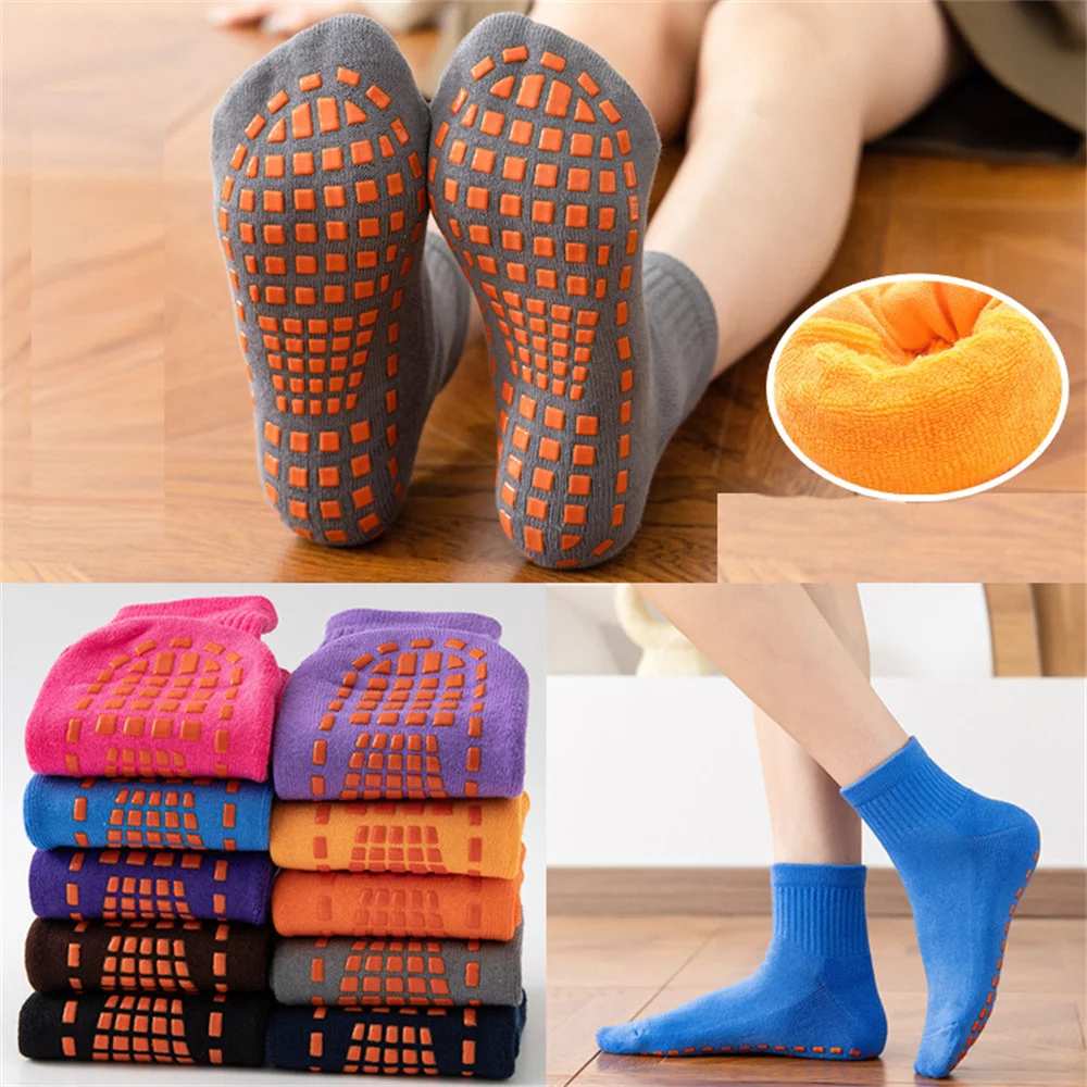 

10 Pairs Pack Silicone Sole Anti Slip Trampoline Socks For Adult & Child Winter Thick Thermal kindergarten Indoor Floor Socks