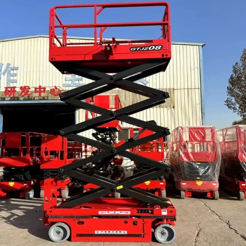 Alta eficiência manual móvel 4m-18m hidráulico elétrico tesoura elevador mesa plataforma de trabalho construção elevadores andaimes