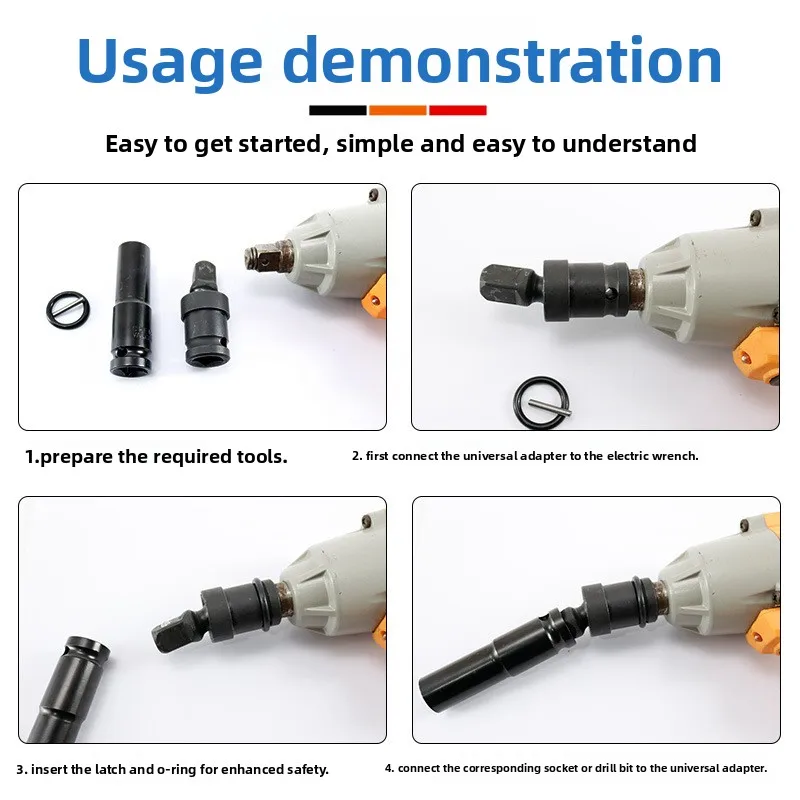 1/2 Inch Drive Universal Joint Socket Adapter 360° Swivel Steel Ball Impact Socket for Electric Wrench Efficiency Enhancement