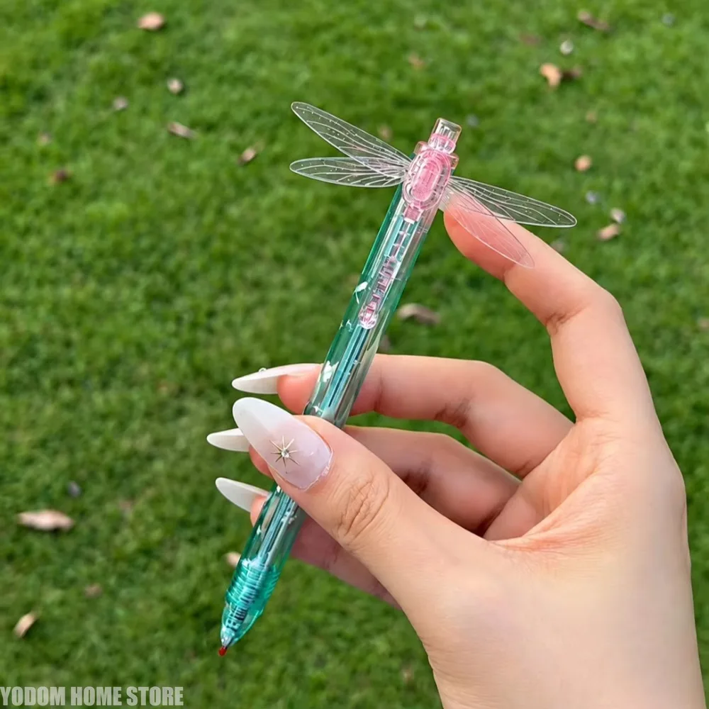 1/4pcs Dragonfly Wing Click Pen Fun Pop-Open Wing Design 0.5mm Fine Tip Smooth and Comfortable for School & Office Supplies Gift
