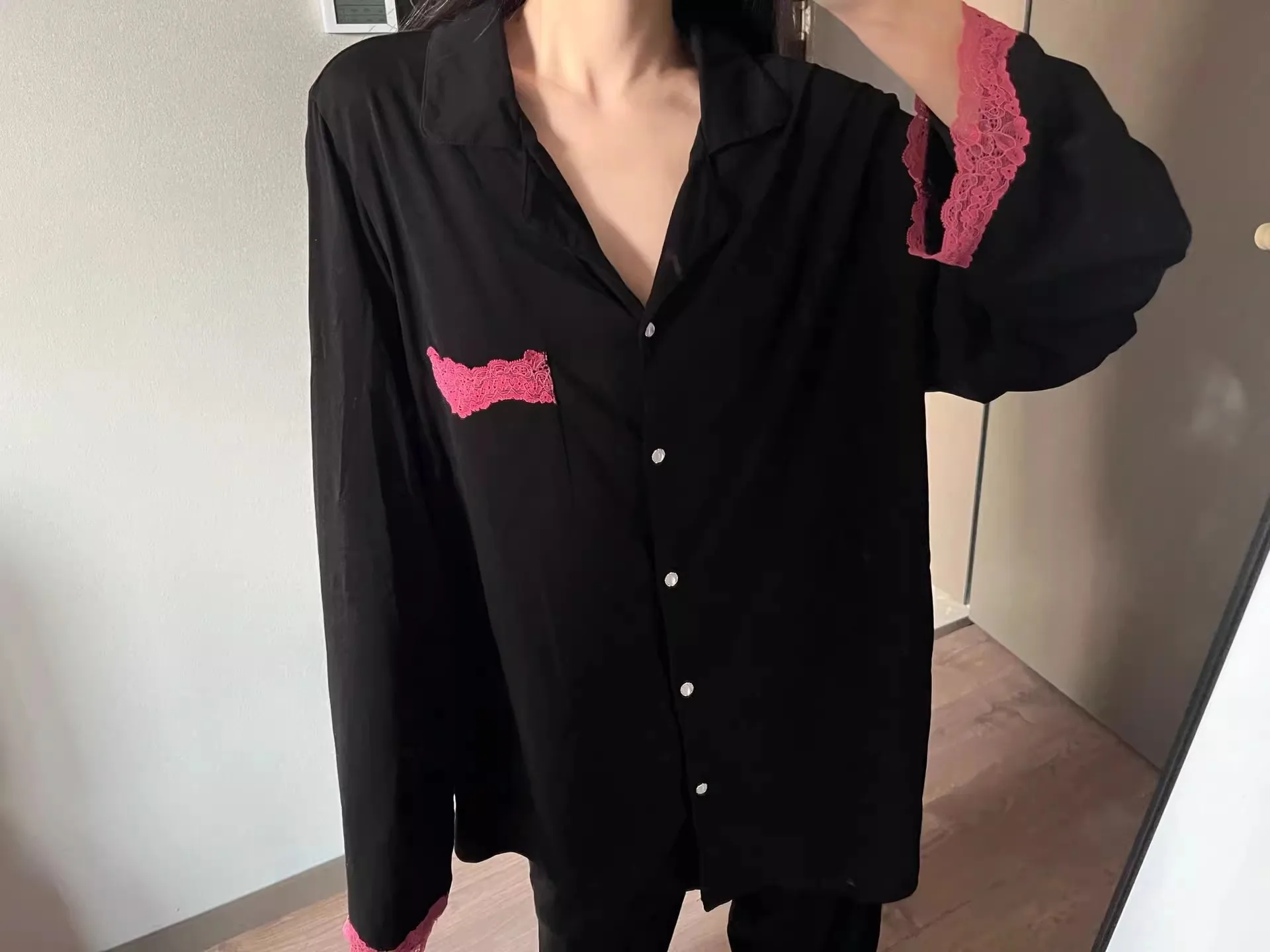 Koreanische Sle Lange Sve Spwear frauen Frühling Herbst plus Größe Spitze Trim Hause Kleidung Lange Hosen Set Pure Desire