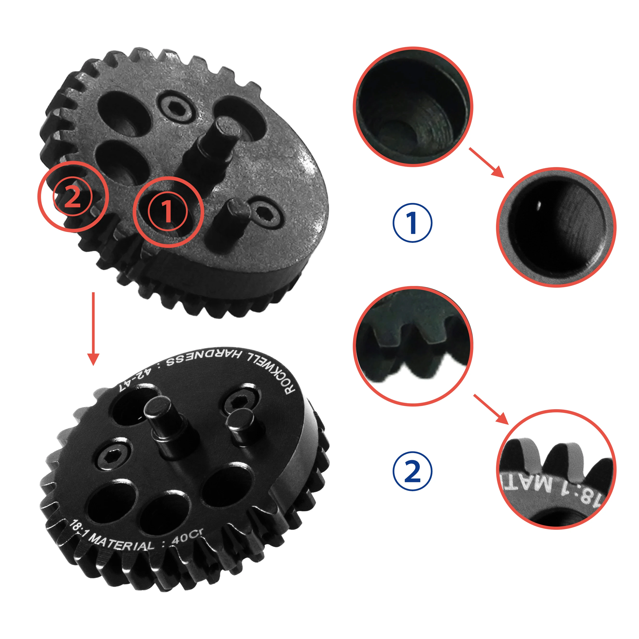 JVAN Gear CNC Steel Cut 40Cr Series Tactical Gear Set 12:1 13:1 16:1 18:1 for AEG Version 2/3 Airsoft Gearbox