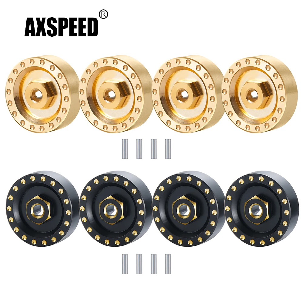 AXSPEED 4Pcs Brass Axle Wheel Hex Adapter Balance Weight for Axial SCX24 Deadbolt C10 Gladiator Bronco Wrangler 1/24 RC Car