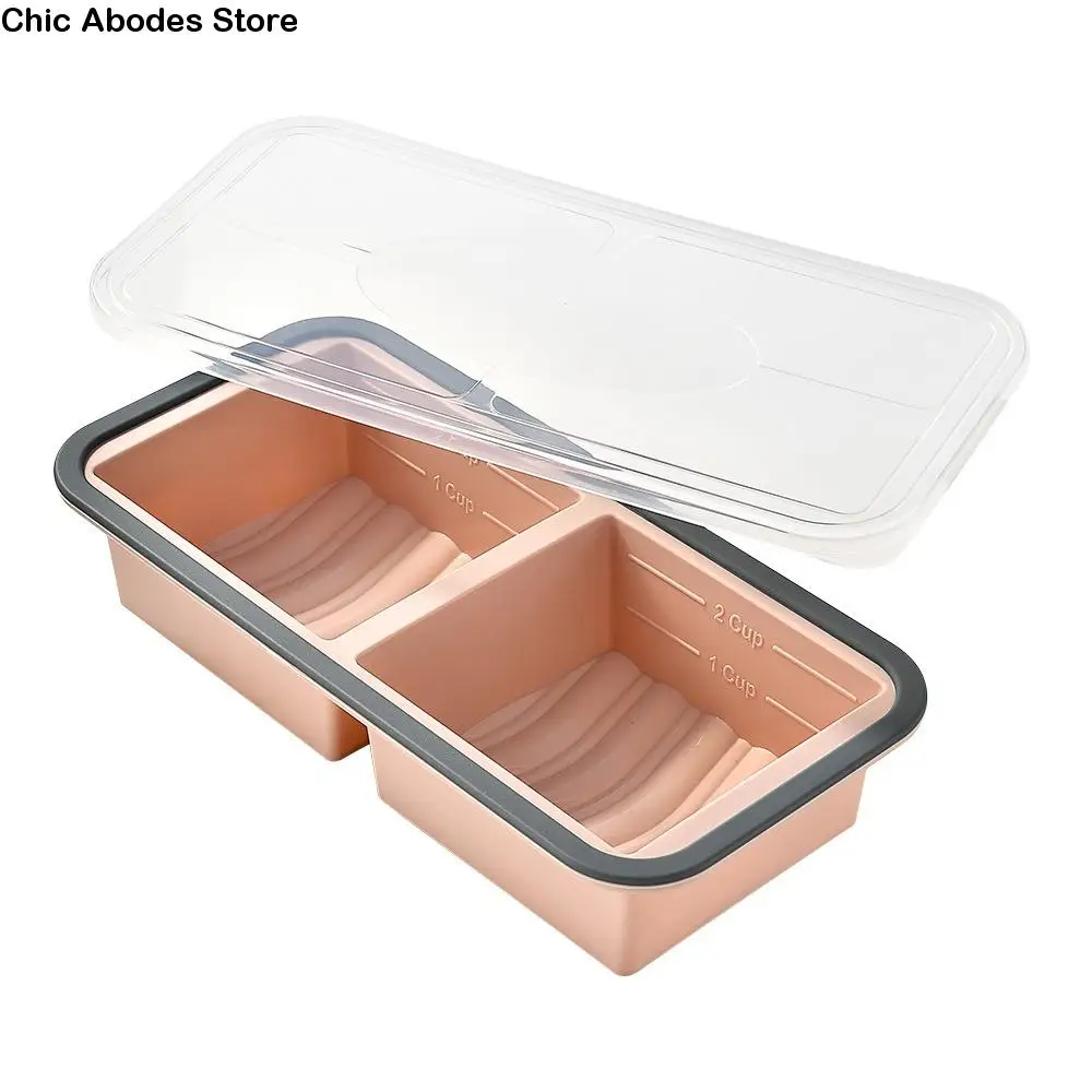 

Large Capacity Silicone Freezer Tray Food Grade Reusable Food Storage Container Quick-freezing 2/3 Grid Freeze Preservation Mold