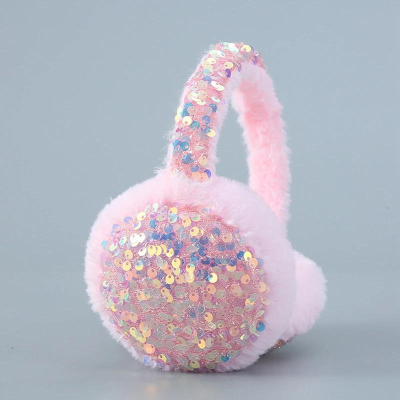 Winter Warm Earmuffs Lovely Women Girl Fur Winter Ear Muffs Earcap Glitter Sequin Earmuffs Headband Soft Fluffy Earcap