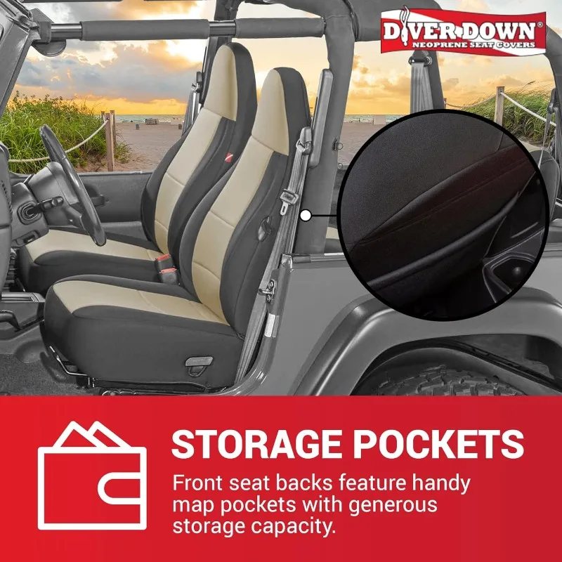 Seat Cover Set - Fits Jeep TJ 1997-2006 Wrangler - Front and Back Seat Set - Waterproof Custom Fit Seat Cove