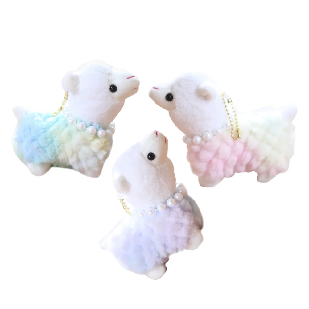 

Rainbow Alpaca Toy Stuffed Animal Small Plush Animals Keychains Shaped Keyring Hanging Pendant Bag Ornament Car