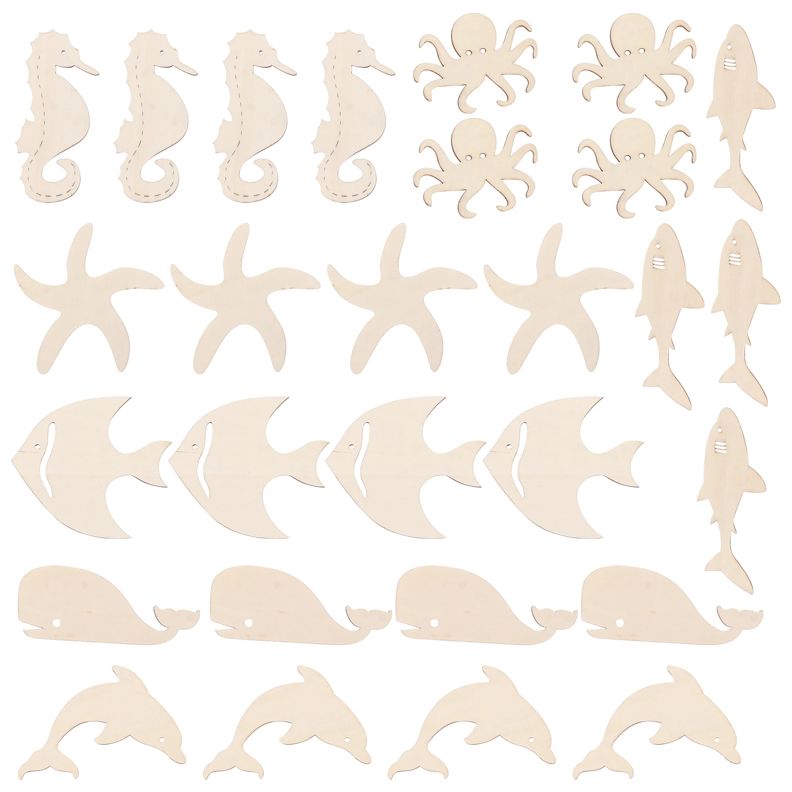 

Undersea Animal Wood Slices Decor Ocean Cutouts Party Decorations