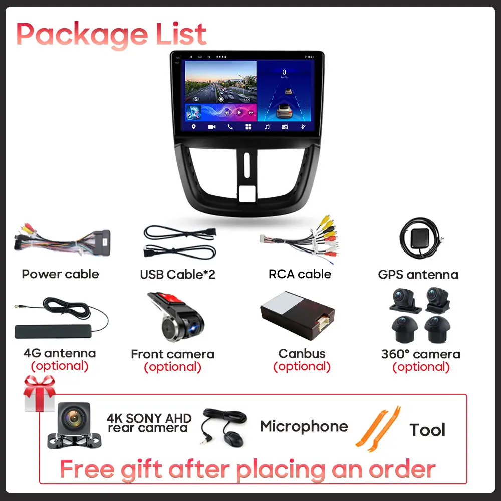 Per Peugeot 207 2006 - 2015 Android Autoradio Unità Stereo Lettore Multimediale Navigazione GPS BT Carplay Android Auto No 2din