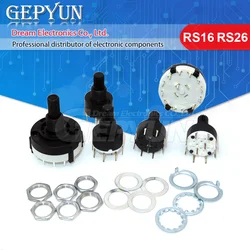 1PCS RS16 RS26 Plastic Rotary Band Switch 2 Pole 3 4 Position 1 Pole 5 6 8 Position Handle Length Axis Band Switch