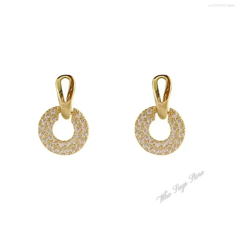 925 Sterling Silver Female Luxury Crystal Round Stud Earrings Vintage Wedding Jewelry White Zircon Stone Earrings Wholesale