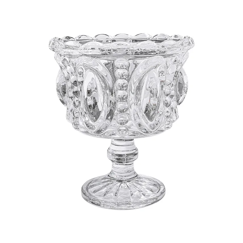 2026 Heißer nordischer Relief-Glasbecher für Eiscreme, Desserts, Joghurt, Pudding, Kaffee und Frühstück zu Hause