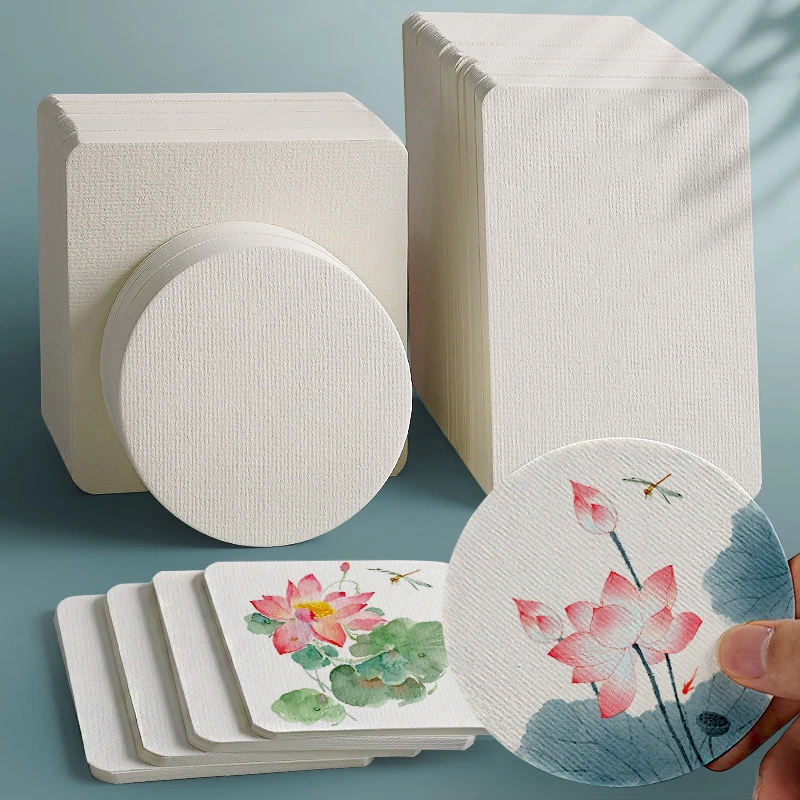 Mini Watercolor Paper Card Postcard Thickened 300g Square Round Rectangular Sketch Paper Card Art Supplies