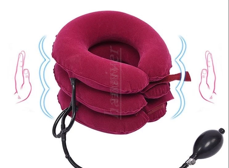 คอไหล่บรรเทาอาการปวด Inflatable Air คอปากมดลูก Traction นวดคอกล้ามเนื้อผ่อนคลายหมอนปากมดลูกนวดรั้ง