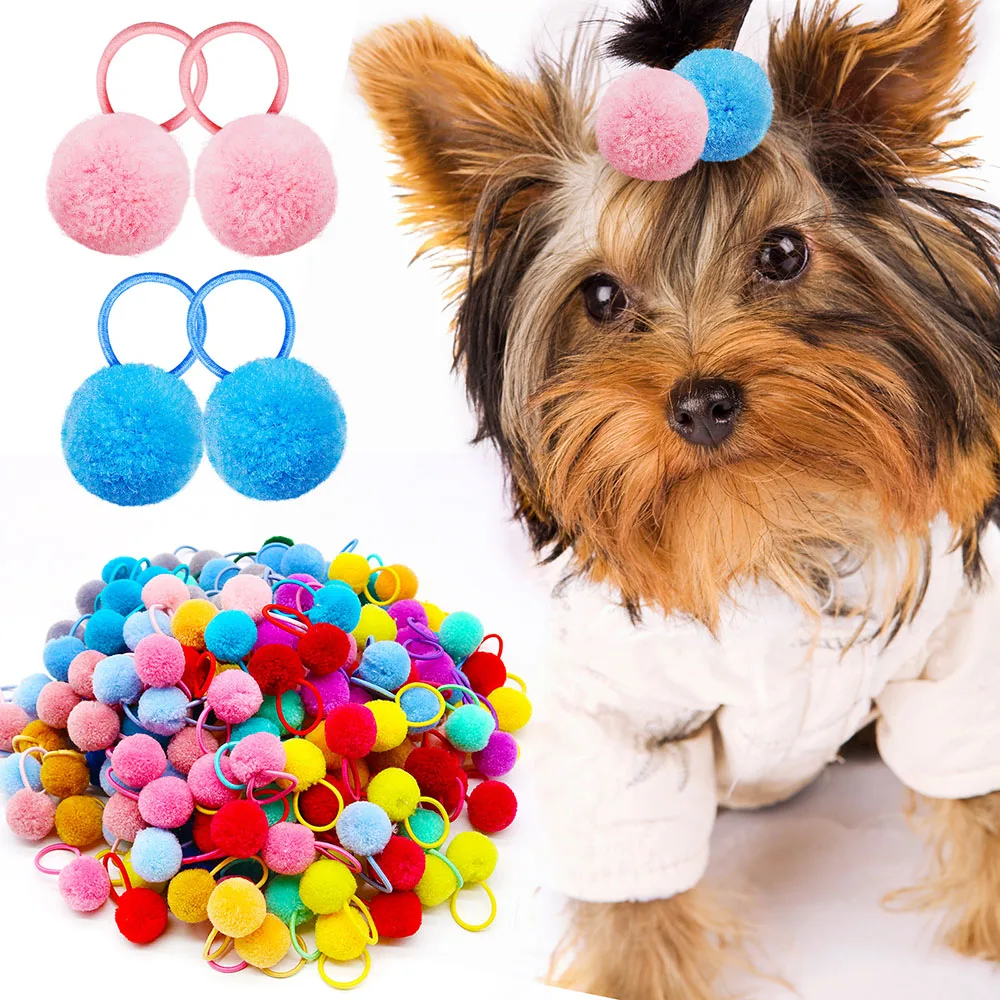 Pet Dog Hair Bows Colorful Ball Hair Bows Pet Accessories for Small Dog Cute Dog Grooming Bows Bulk Pet Accessories Supplier