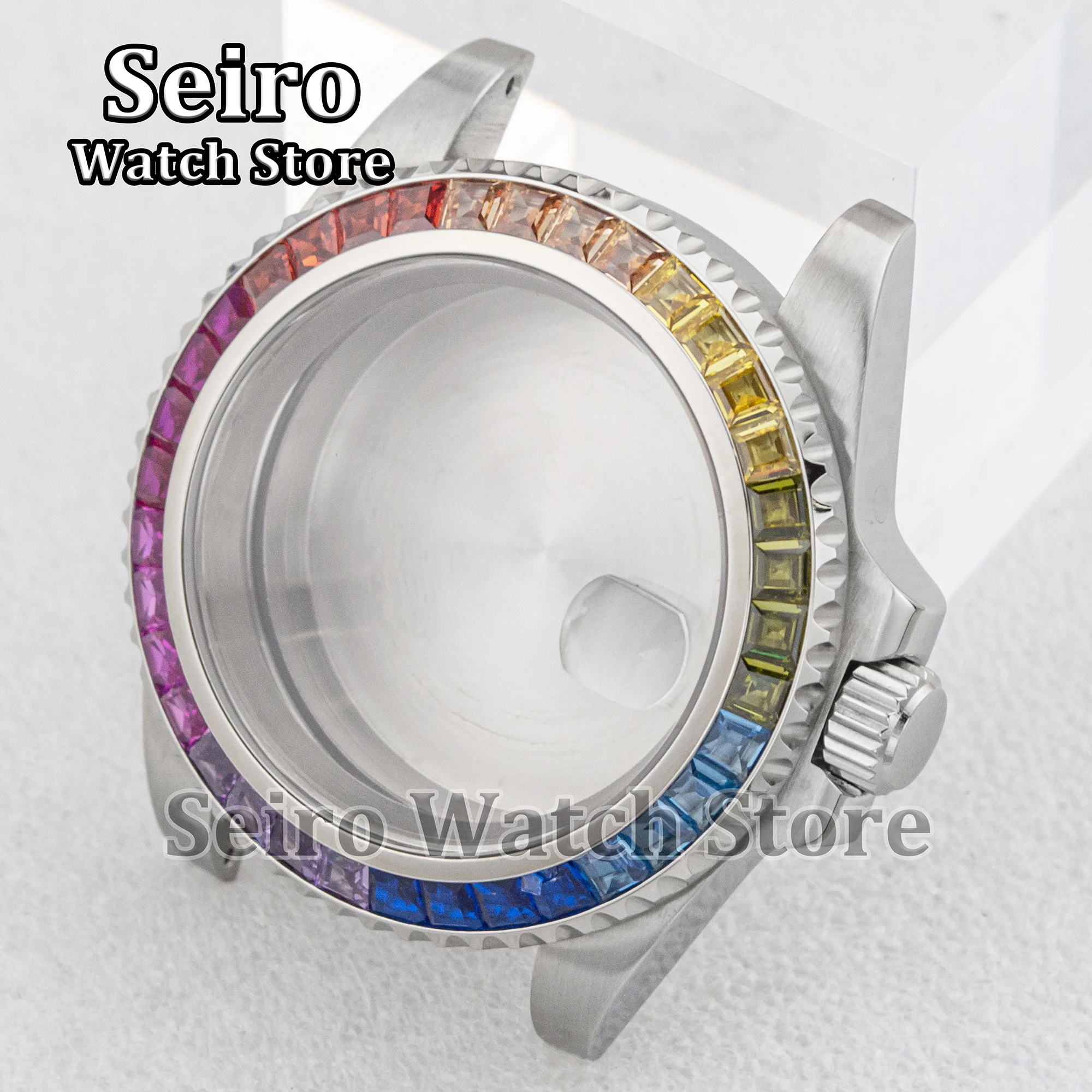 

40MM Diamond Watchcase NH35 Case Sapphire Glass 10ATM Waterproof Modified for SUB NH36 Movement Watch Accessories Replacements