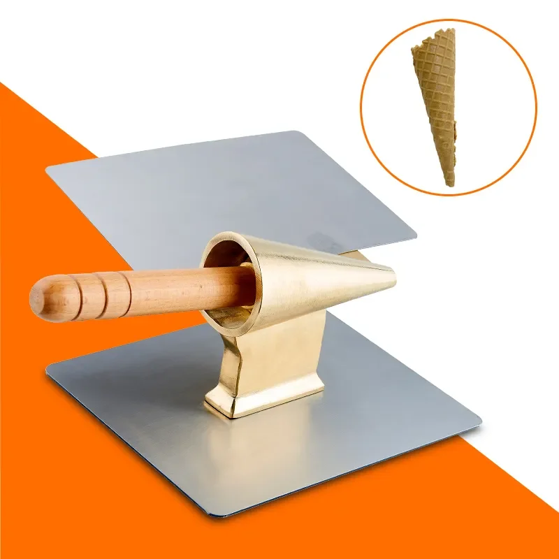 Commercial Kitchen Accessories Big Bronze Roller Non-Stick Ice Cream Waffle Cone Maker Mold