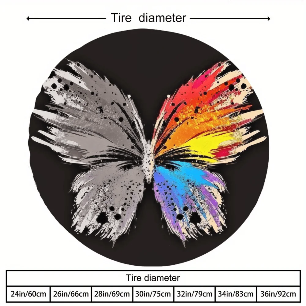 1pc, Colorful Butterfly Pattern, 30/34 Inch Multi-functional Tire Cover, Suitable For Tire Protection Of Various Vehicle Types S