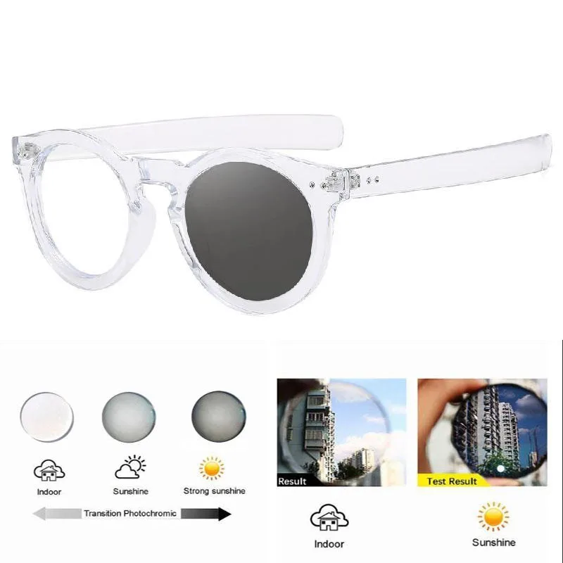 Vintage Runde Photochrome Myopie Brille Modedesigner Männer Frauen Outdoor Farbwechsel Fahren Kurzsichtige Brillen -1,5-2,0 – Detail 5