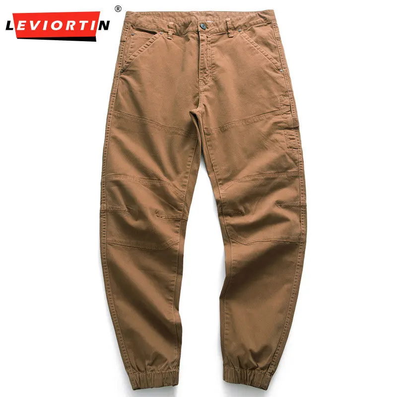 

Men's autumn and winter new fashion trend, personalized splicing, casual, loose and comfortable, thick ankle binding work pants