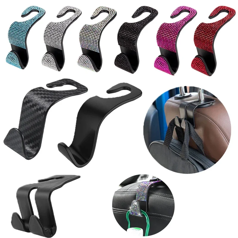 

Universal Car Seat Headrest Carbon Fibre Hook Hooks Storage Hanger Car Back Seat Organizer Holder Auto Interior Accessories