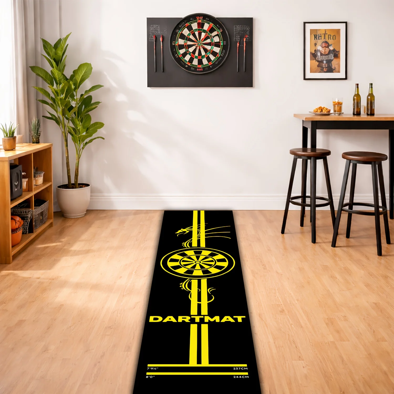 VIKAMA Anti Slip Dart Floor Mat, Wear-Resistant And Easy To Store Dart Carpet, Home Game Room, Bar, Indoor Sports Decoration