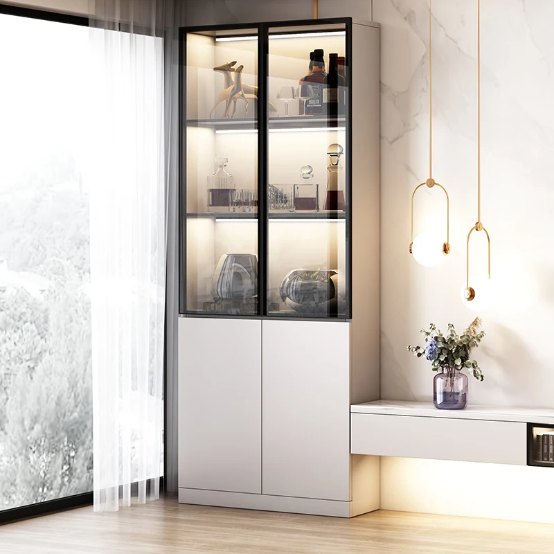 

Wabi Sandy Wind Solid Wood Side Cabinet Small Apartment Wine Side Nordic TV Standing Cabinet Living Room Narrow